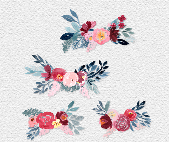 Blush + Burgundy Floral Watercolor in Illustrations - product preview 3