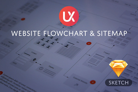 Website Flowchart & Sitemap - Sketch in Mockup Templates - product preview 2