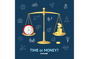 Time or Money Concept. Vector