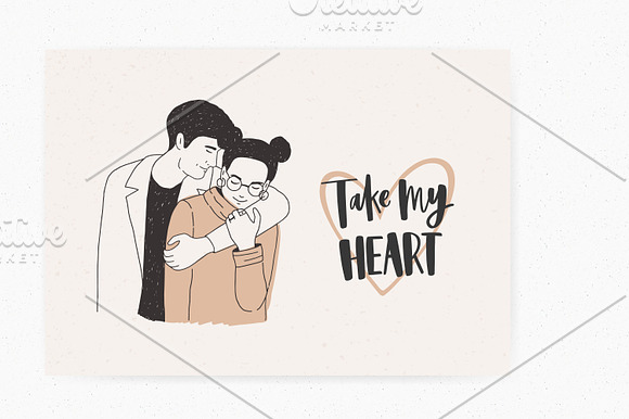 Love couples and greeting cards in Illustrations - product preview 5