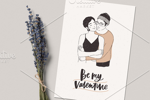 Love couples and greeting cards in Illustrations - product preview 6