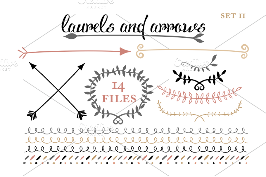 Arrows, Laruels & Borders set 2 in Illustrations - product preview 8