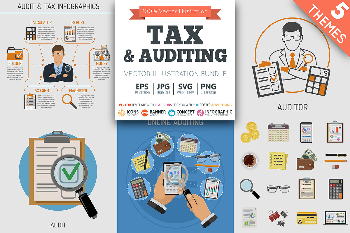 Tax, Auditing and Test Themes in Illustrations - product preview 8