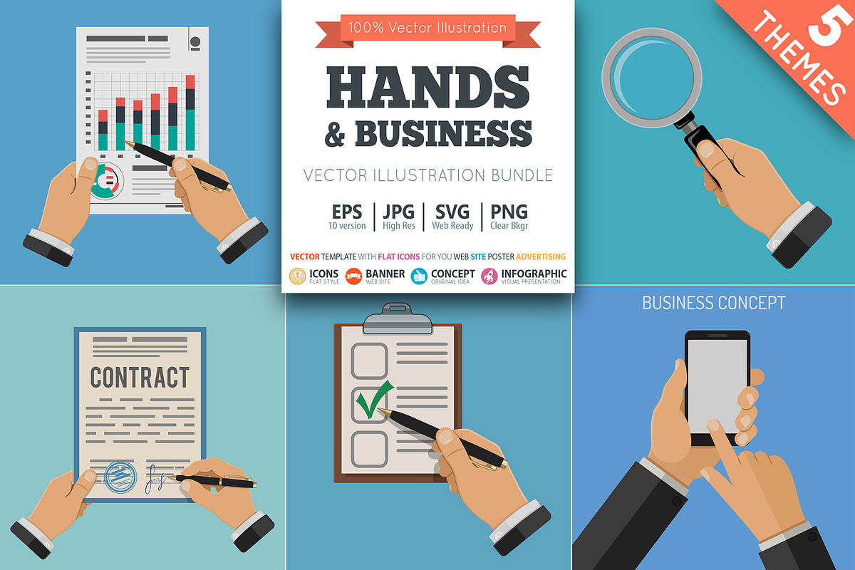 Businessman Hands with Objects in Illustrations - product preview 8