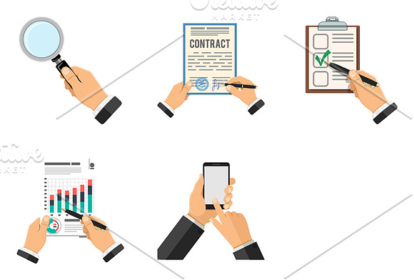Businessman Hands with Objects in Illustrations - product preview 5