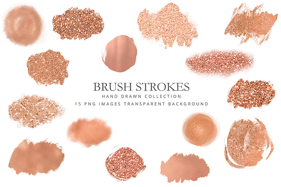 Clipart rose gold brush strokes in Objects - product preview 8