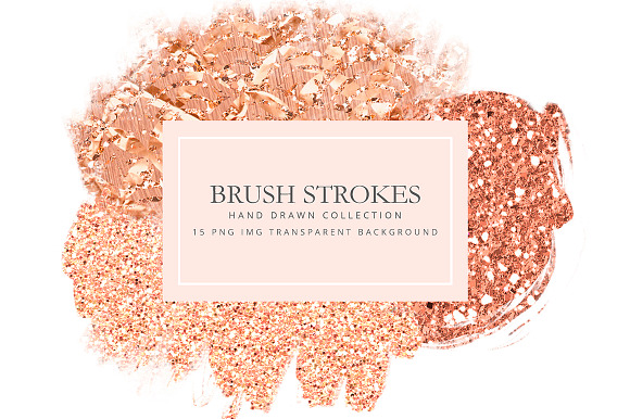 Clipart rose gold brush strokes in Objects - product preview 1