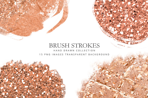 Clipart rose gold brush strokes in Objects - product preview 2