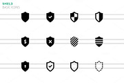 Shield icons on white