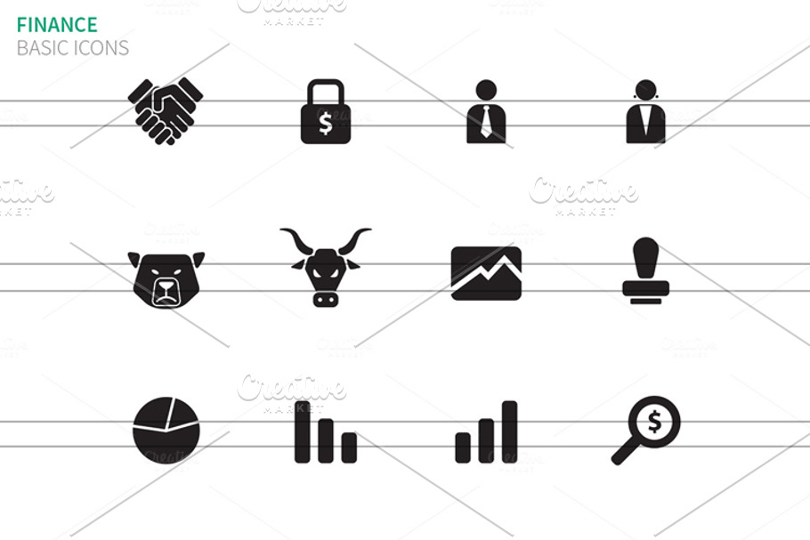 Finance icons on white
