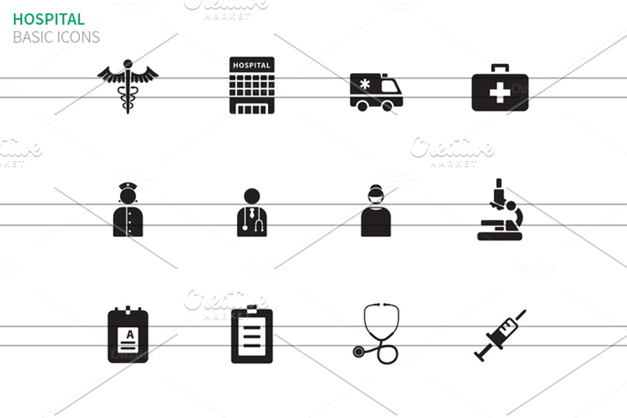 Hospital icons on white in Graphics - product preview 8