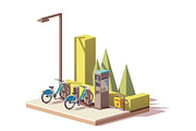 Vector low poly bicycle sharing system