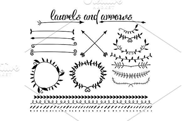 Black & White Arrows & Laurels in Illustrations - product preview 1
