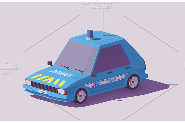 Vector low poly French gendarmerie car