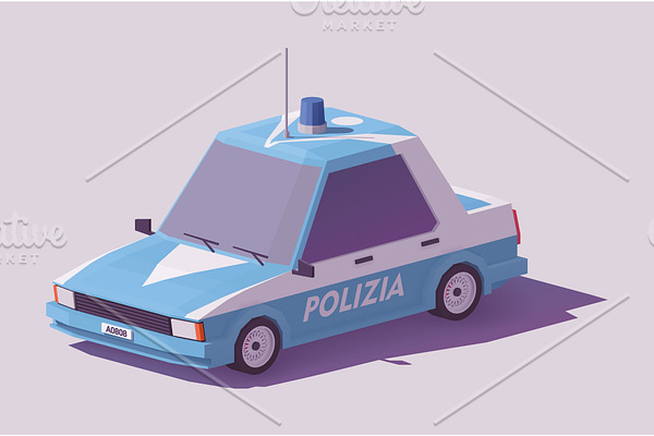 Vector low poly Italian police car