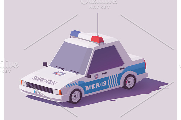 Vector low poly Turkish police car