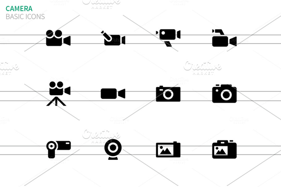 Camera icons on white