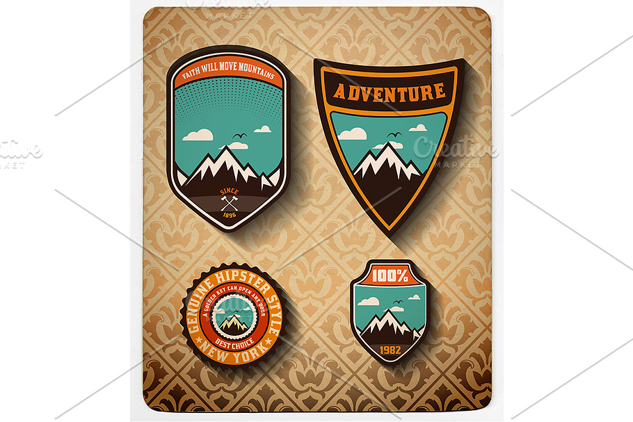 Adventure badge set in Illustrations - product preview 8