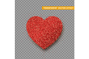 Valentines Day heart isolated, transparent vector effect background.