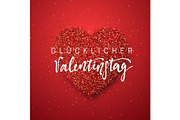 Happy Valentines Day. lettering German Inscription handmade.