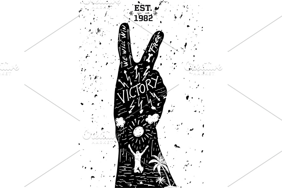 vintage label "Victory" in Illustrations - product preview 8