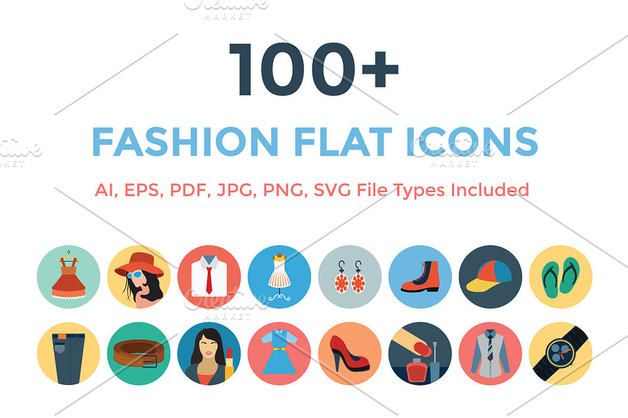 100+ Fashion Flat Icons