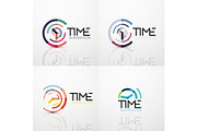 Collection of vector abstract logo ideas, time concepts or clock business icon set