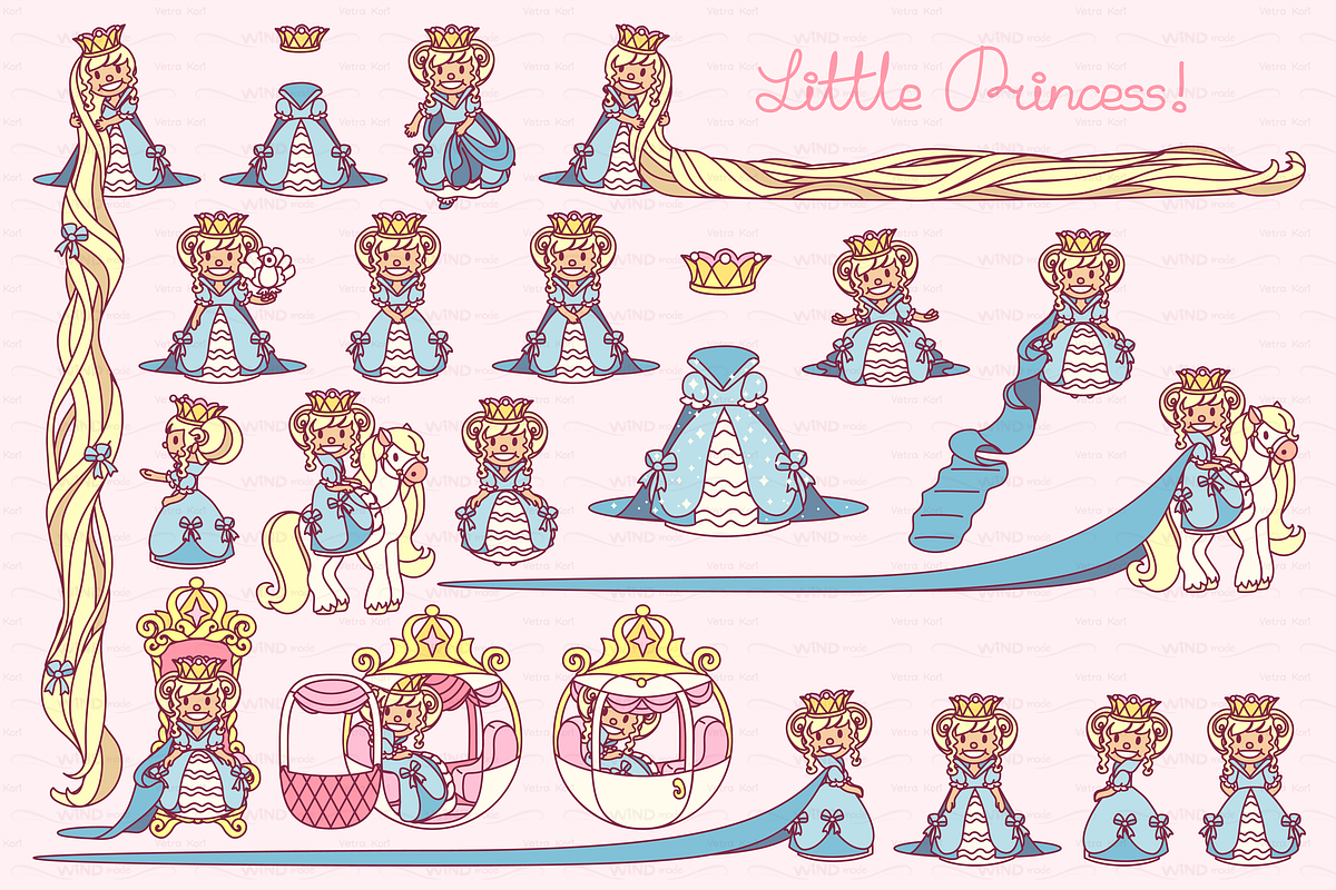 vector  Little Princess set in Graphics - product preview 8