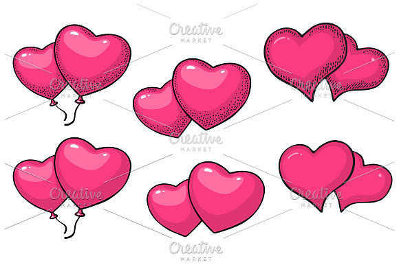 Heart with ribbon engraving in Illustrations - product preview 1