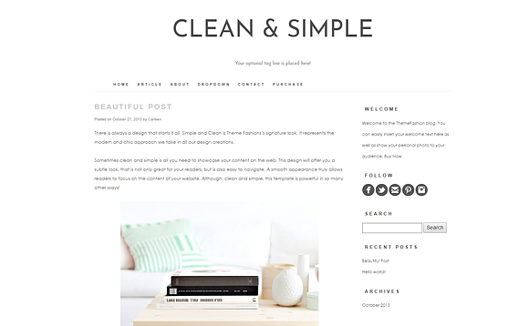 Wordpress theme - Clean and Simple in WordPress Blog Themes - product preview 1