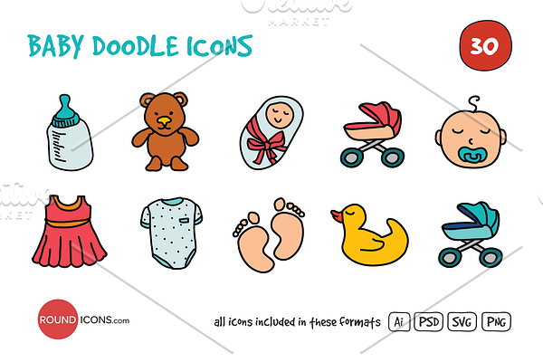 Baby Doodle Icons Set