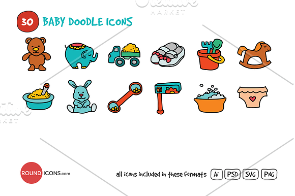Baby Doodle Icons Set in Graphics - product preview 2