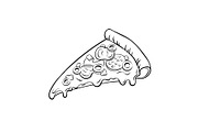 Slice of pizza coloring book vector
