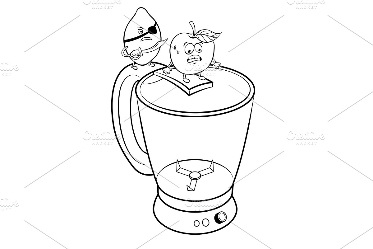 Lemon pirate and apple coloring book vector in Illustrations - product preview 8