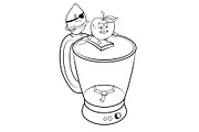 Lemon pirate and apple coloring book vector