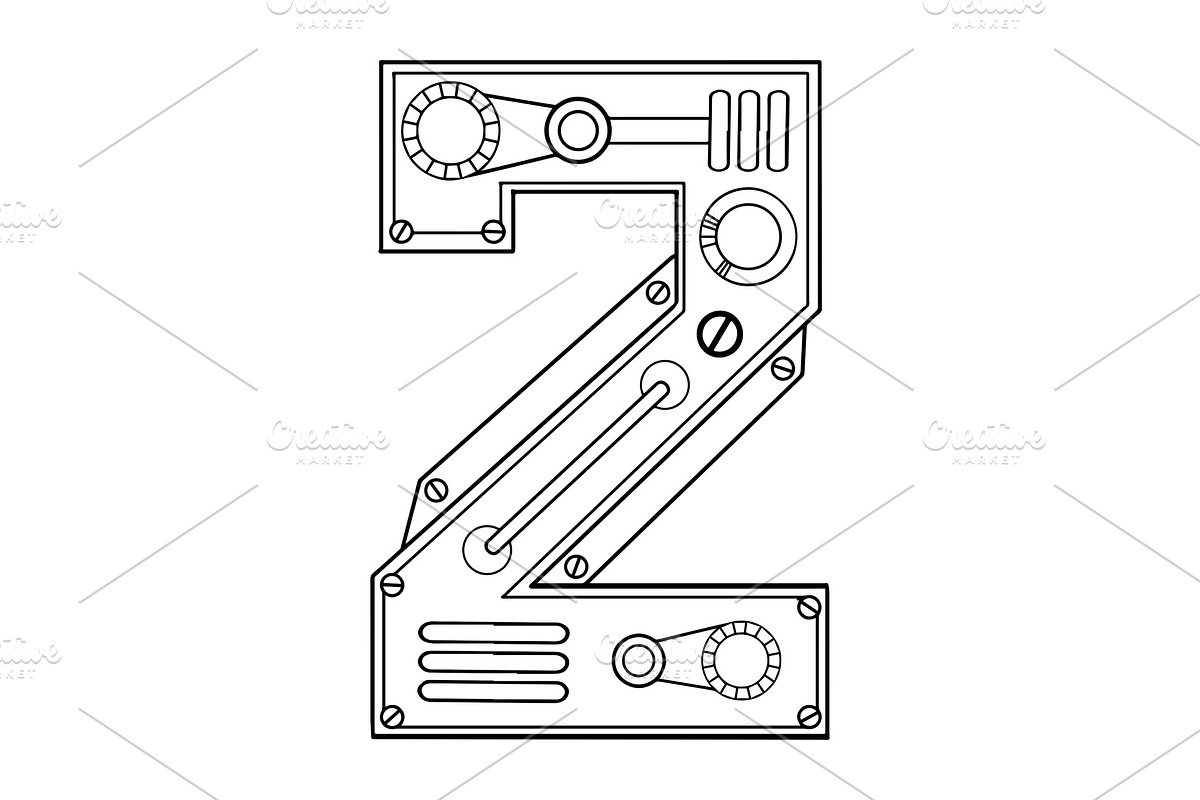 Mechanical number 2 engraving vector illustration in Illustrations - product preview 8