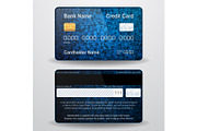Detailed realistic vector credit card. Front and back side. Money, payment symbol