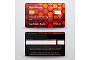 Detailed realistic vector credit card. Front and back side. Money, payment symbol
