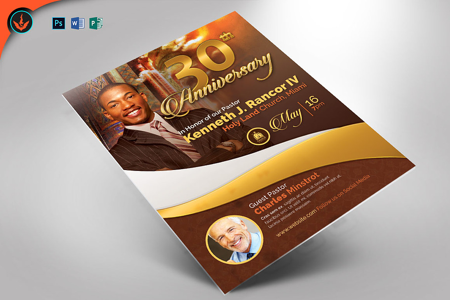Gold Pastor Anniversary Flyer