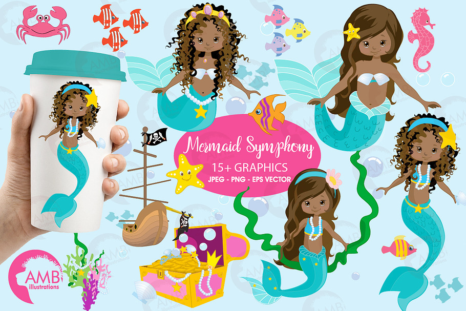 Mermaid princess AMB-1363 in Illustrations - product preview 8