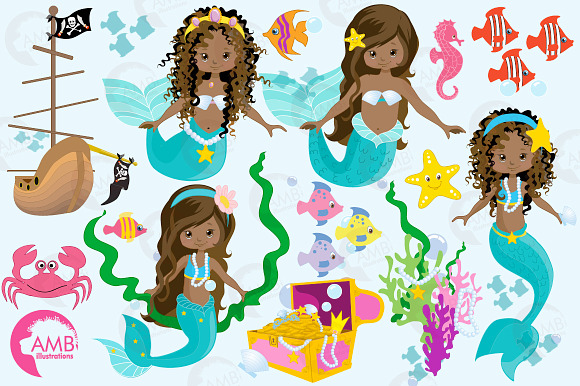Mermaid princess AMB-1363 in Illustrations - product preview 3