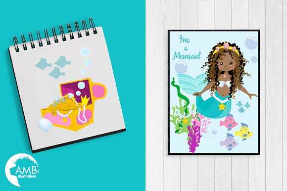 Mermaid princess AMB-1363 in Illustrations - product preview 4