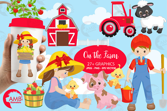 On the farm clipart bundle AMB-1494 in Illustrations - product preview 1