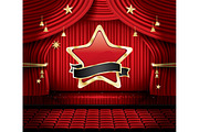 Red Stage Curtain with Star