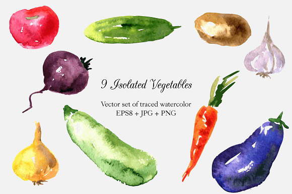 Fruits and Vegetables doodle set in Objects - product preview 1