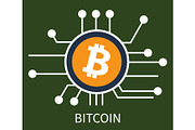 Bitcoin Cryptocurrency Poster Vector Illustration