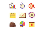 Time Management Themed Isolated Illustrations Set