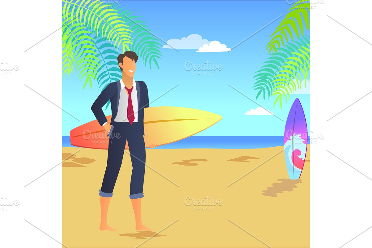 Smiling Businessman in Suit Vector Illustration in Objects - product preview 8