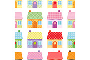 Cute houses seamless pattern on white background in scandinavian style