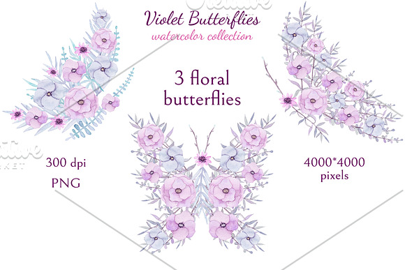 Violet Butterflies in Illustrations - product preview 5